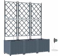 vidaXL Jardin - Jardinière, lot de 3, gris clair, 120 x 40 x 142 cm, plastique
