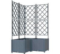 vidaXL Jardin - Jardinière, lot de 3, gris clair, 80 x 80 x 143 cm, plastique