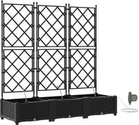vidaXL Jardin - Jardinière, lot de 3, noir, 120 x 40 x 126 cm, plastique
