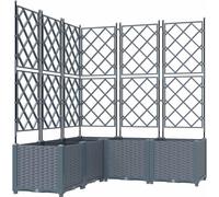 vidaXL Jardin - Jardinière, lot de 5, gris clair, 120 x 120 x 143 cm, plastique