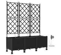 vidaXL Jardin : lot de 3 jardinières avec système d'arrosage et roulettes, noir, PP