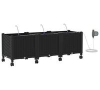 vidaXL Jardin : lot de 3 jardinières avec système d'arrosage et roulettes, noir, PP