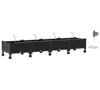 vidaXL Jardin : lot de 4 bacs à fleurs avec système d'arrosage et roulettes, noir, PP