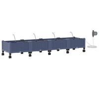 vidaXL Jardin : lot de 4 jardinières avec système d'arrosage et roulettes, gris, en PP
