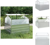 vidaXL Jardin surélevé avec serre 100x100x85 cm Argent - Pots de fleurs & Jardinières