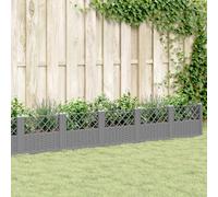 vidaXL Jardinière avec piquets gris clair 363,5x43,5x43,5 cm PP