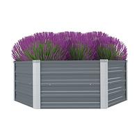 vidaXL Jardinière 129 x 129 x 45 cm cm Acier galvanisé Gris