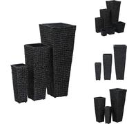vidaXL Jardinière 3 pièces jacinthe d'eau noire - Pots de fleurs & Jardinières