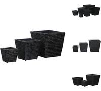 vidaXL Jardinière 3 pièces jacinthe d'eau noire - Pots de fleurs & Jardinières