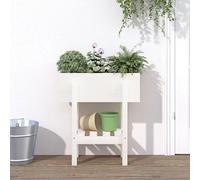 vidaXL Bac à plantes blanc 62x30x69 cm pin massif