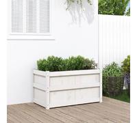 vidaXL Bac à plantes blanc 90x50x50 cm pin massif