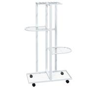 Vidaxl Jardinière À 4 Niveaux Avec Roues 44x23x80 Cm Blanc Fer Blanc