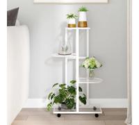 343116 Jardinière à 4 niveaux avec roues 44x23x80 cm Blanc Fer