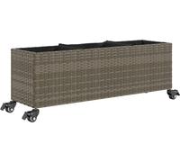 vidaXL Jardinière à roulettes 3 pots Gris 107x32x38 cm Poly-Rattan