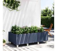 vidaXL Jardinière à roulettes bleu-gris 150x80x54 cm PP