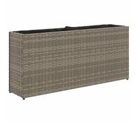 vidaXL Jardinière avec 2 pots gris 90x20x40 cm résine tressée jardinière d'extérieur bac à fleurs bac à tomates 366409