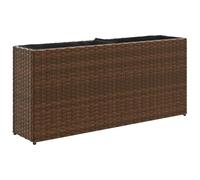 vidaXL Jardinière avec 2 Pots Marron 90x20x40 cm résine tressée, jardinière d'extérieur, bac à Fleurs, bac à tomates, jardinière de terrasse