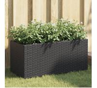 vidaXL Jardinière avec 2 pots noir 72x30x32 cm résine tressée, jardinière d'extérieur, bac à fleurs, bac à tomates, 366422
