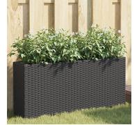 vidaXL Jardinière avec 2 pots noir 90x20x40 cm résine tressée, jardinière d'extérieur, bac à fleurs, bac à tomates, 366407