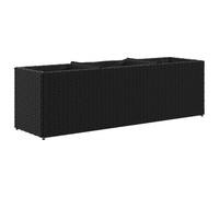 vidaXL Jardinière avec 3 Pots Noir 105x30x32 cm résine tressée, jardinière d'extérieur, bac à Fleurs, bac à tomates, jardinière de terrasse