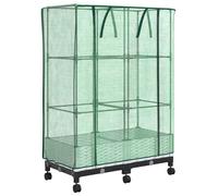 vidaXL Jardinière avec couvercle de serre et roulettes, lot de 2, blanc