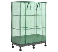vidaXL Jardinière avec couvercle de serre et roulettes, lot de 2, PP