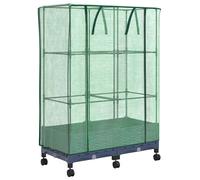 vidaXL Jardinière avec couvercle de serre et roulettes, lot de 2, PP
