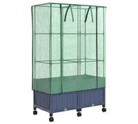 vidaXL Jardinière avec couvercle de serre et roulettes, lot de 2, PP