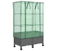 vidaXL Jardinière avec couvercle de serre et roulettes, lot de 2, PP