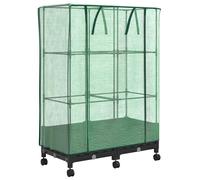 vidaXL Jardinière avec couvercle de serre et roulettes, lot de 2, PP