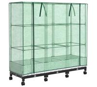vidaXL Jardinière avec couvercle de serre et roulettes, lot de 3, blanc