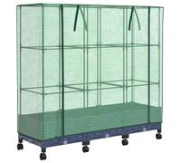 vidaXL Jardinière avec couvercle de serre et roulettes, lot de 3, PP