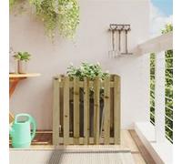 vidaXL Jardinière avec Design de Clôture, Bac à Fleurs, Pot de Plantes, Boîte à Fleurs Jardin Patio Terrasse, Marron 70x70x70 cm Bois de Pin Imprégné