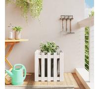 Vidaxl Jardinière Avec Design De Clôture Blanc 50x50x50 Cm Pin Massif