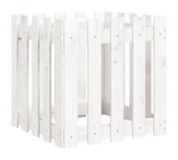 vidaXL Jardinière d'extérieur Design de clôture pin massif 50x50x50 cm Blanc