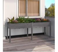 vidaXL Jardinière 364241 en sapin massif avec doublure gris 203x53x76 cm