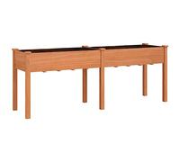 vidaXL Jardinière avec Doublure Marron 203x53x76 cm Bois Massif Sapin, lit surélevé, Pot de Fleurs, Support de jardinière, bac à Fleurs, Pot de Jardin