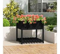 vidaXL Bac à plantes avec étagère noir 82,5x82,5x81cm pin massif