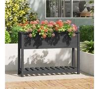 vidaXL Bac à plantes avec étagère Gris 111,5x34,5x81 cm Pin massif