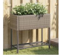 vidaXL Bac à plantes avec étagère Gris Poly rotin