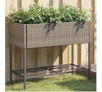 vidaXL Bac à plantes avec étagère Gris Poly rotin