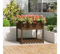 vidaXL Bac à plantes avec étagère Marron miel 82,5x82,5x81 cm Bois de pin