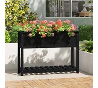 vidaXL Bac à plantes avec étagère noir 111,5x34,5x81 cm bois de pin
