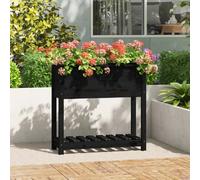 vidaXL Bac à plantes avec étagère noir 82,5x34,5x81cm pin massif