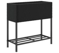 vidaXL Bac à plantes avec étagère noir Poly rotin