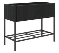 vidaXL Bac à plantes avec étagère noir Poly rotin