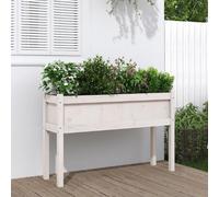 vidaXL Bac à plantes avec pieds Blanc 110x31x70 cm Pin massif