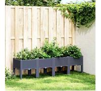 vidaXL Jardinière avec pieds 160x40x42 cm bleu-gris en PP