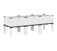 vidaXL Jardinière avec Pieds, Lit Surélevé, Bac à Fleurs, Pot de Plantes Jardin Patio Terrasse Arrière-Cour Extérieur, Blanc 120x40x42 cm PP