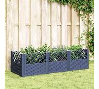 vidaXL Jardinière avec piquets 123,5×43,5×43,5 cm Gris PP